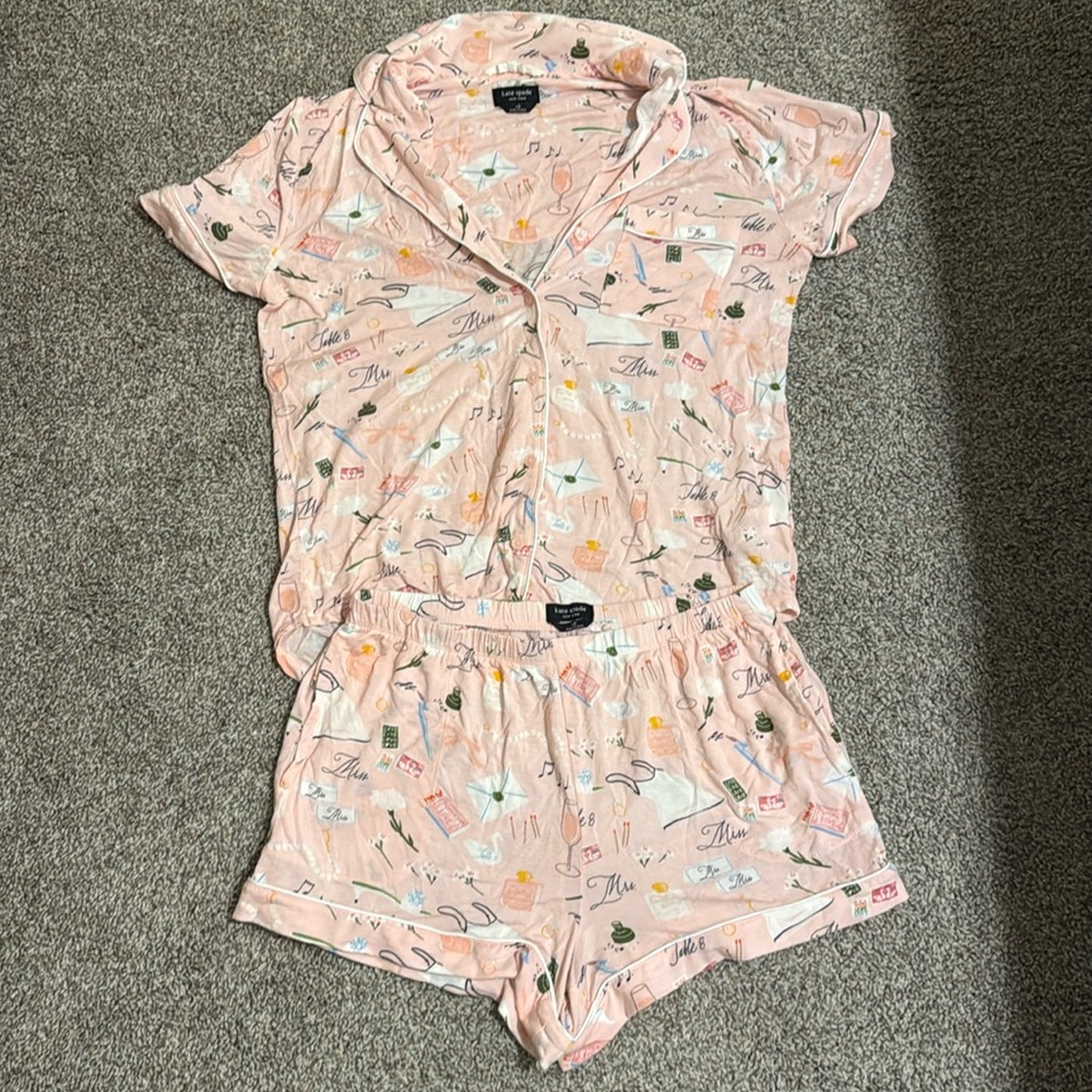 Kate Spade pink “Miss to Mrs” pj set